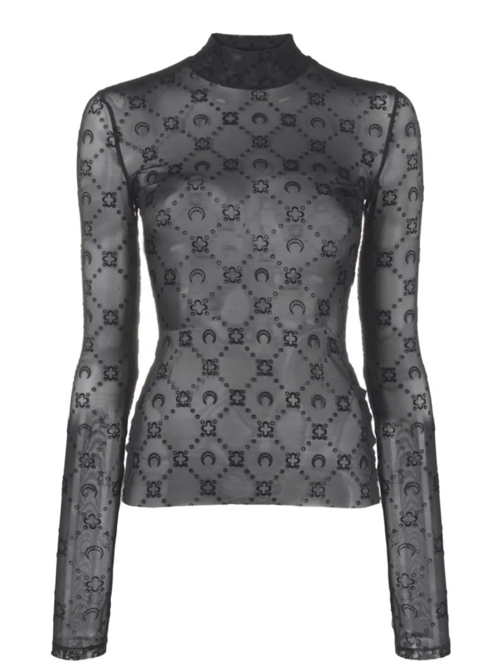 Marine serre Black Long-Sleeve Mesh Top - Women